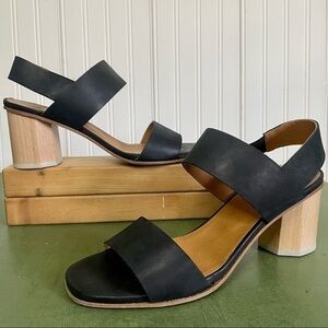 NWT Coclico #3615 BIRD Leather Sandals w Hex Heels in Talco Black